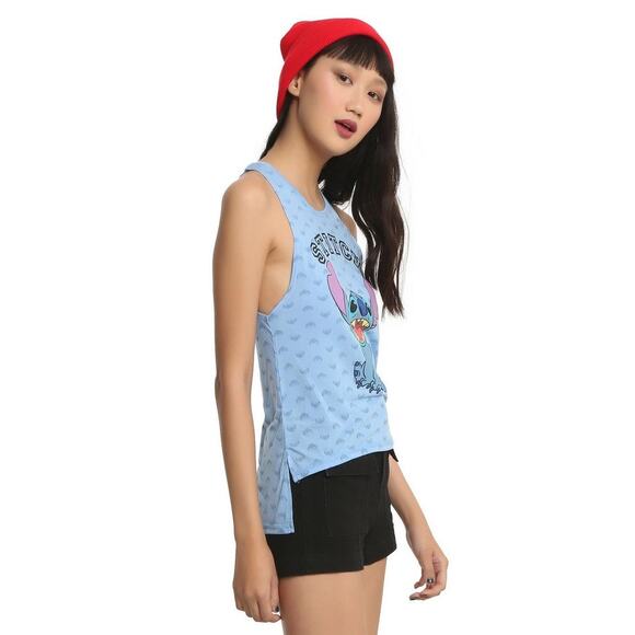 Hot Topic Junior Disney Lilo & Stitch Side Slit Girls Tank Top Large Super Soft - Picture 3 of 11